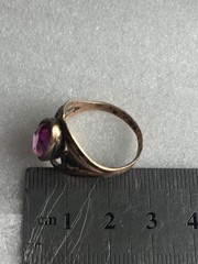 Rings silver 875 Gold plated pink-purple corund Russian Soviet vintage USSR