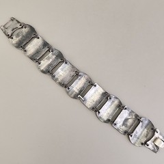 Vintage Columbian Panel Bracelet 800 Silver Tiki Peru 6.75″