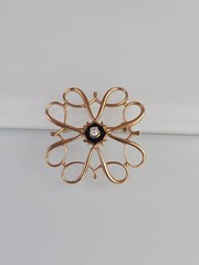 VTG AVON 10k Solid Yellow Gold Genuine Diamond & Onyx Pendant Pin Brooch 2.66gr