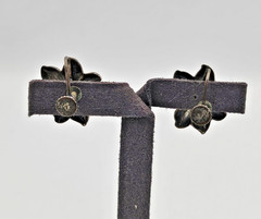 Vintage Floral Screw Back Earrings Sterling Marked 17mm 4g Pair