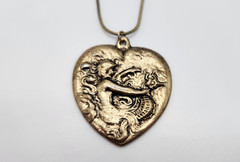 Vintage Art Nouveau Gold tone necklace Mermaid and Seahorse Pendant with Chain