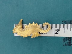Vintage Brushed Gold Tone Figural Nautical Seahorse Brooch Pin