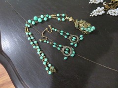 Stunning Antique Ornate 2 pc Pendant Necklace Earring Set one of a kind MUST SEE