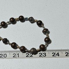 Vintage Mixed Bead Necklace Metal Wood Accents Elegant Fashion Jewelry Women