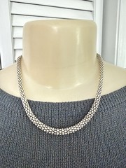 Vintage Sterling Silver 925 Italy Popcorn Link Chunky Chain Choker Necklace 18g