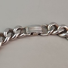 Vintage Coro Cuban Necklace Heavy Silver Tone Chunky SHORT 15″