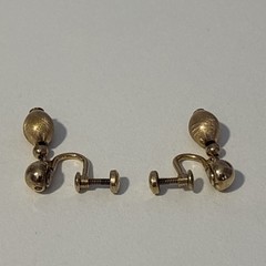 Vtg A&Z 1/20 12K Gold Filled Ball and Brushed Dangle Football Screwback Earrings