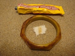 Vintage 1/2″ Butterscotch/Brown/Green Octagon Bakelite Bracelet; Beveled Edges!
