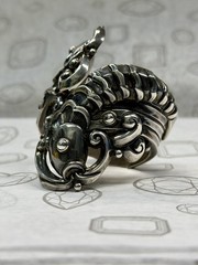 Margot De Taxco Mexico Sterling Silver Koi Fish hinged cuff Bracelet #5207