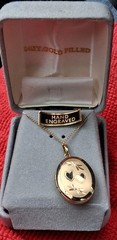 Vtg True Kay MOM Gold Heart Locket & Necklace 1/20 14k GF Engraved Pendant