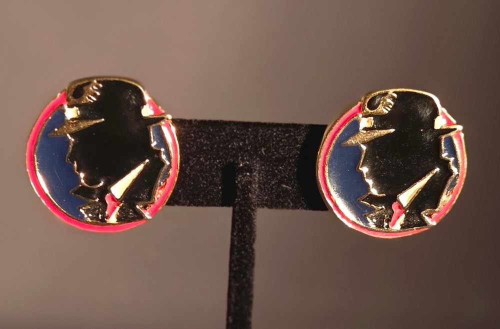 Vintage Wendy Gell Walt Disney Dick Tracy Disney 1980s-1990s Clip-On Earrings