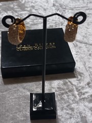 Vtg Joan Rivers Signed Reversible Blue Enamel Pave Rheinstone Pierced Earrings