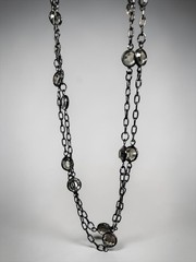 Signed MMA Metropolitan Museum of Art Black Tone Faceted Station Necklace Vtg