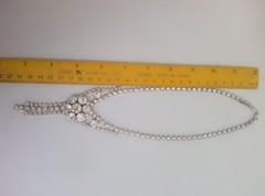 Vtg Luxury Rhinestone jewelry set Statement Crystal Silver Clasp Bib Tone Clear