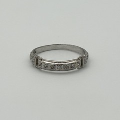 Vintage Antique Art Deco Platinum Diamond Filigree Wedding Band Ring Size 5.75