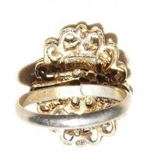 Vintage 1950s UNCAS Mfg Co COCKTAIL RING Faux Amethyst and Auroras Providence RI