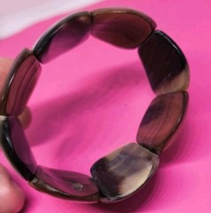 Vintage Animal Natural Bone or Horn Cream Brown Bracelet Handmade