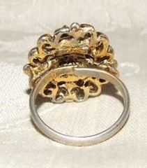 Vintage 1950s UNCAS Mfg Co COCKTAIL RING Faux Amethyst and Auroras Providence RI
