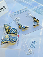 Butterfly Genuine Baltic Amber Earrings Vintage Egg Yolk Butterscotch Polish 老琥珀