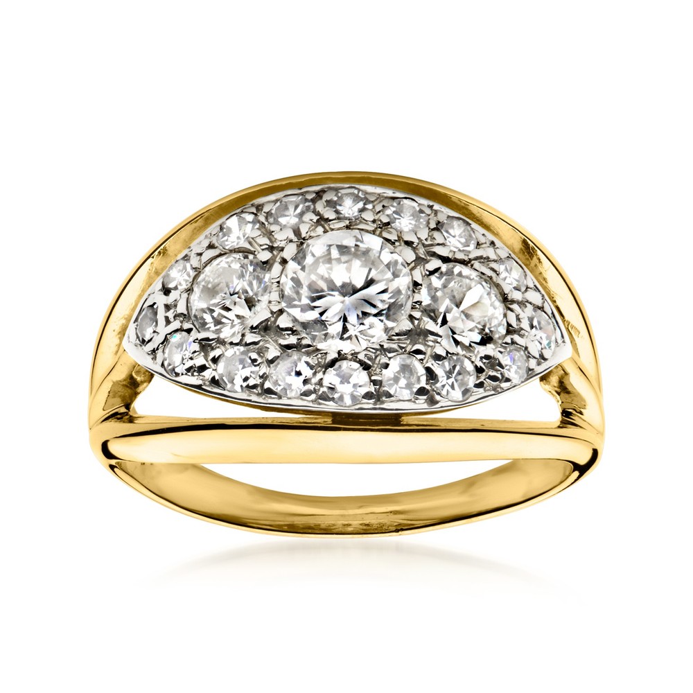 Vintage 1.00 ct. t.w. Diamond Cluster Ring in 14kt Yellow Gold. Size 5.5