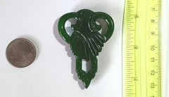 Vintage (Antique?) Carved Dark Green Bakelite Dress Fur Clip 2.5″