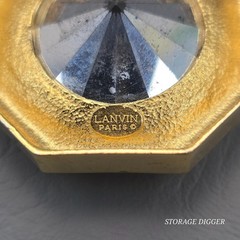 VTG Lanvin Paris Swarovski Crystal Pendant Necklace Gold-Tone Snake Chain 18″
