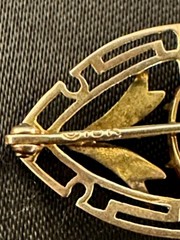 Antique Art Deco 10K Rose and Yellow Gold Glass/Paste Ruby Brooch