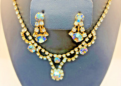 Vintage Aurora Borealis Demi Parure In Original Box Styled By Carmen
