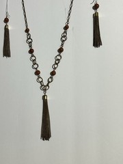 1960’s Boho Chic style Red Jasper Necklace & Earrings Retro Vintage