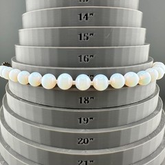 Vintage Opalite Necklace Earrings Set Silver Tone Scalloped Filigree Box Clasp
