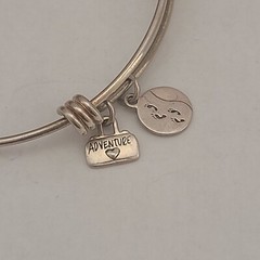 VINTAGE LA STERLING SILVER ADVENTURE FOOTPRINTS LIFE ADJUSTABLE BRACELET 7.75IN
