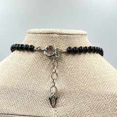 VTG Retro Bold Red & Black Beaded Geometric Pendant Necklace – Silver Tone Arty