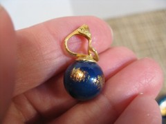 Vintage Jewelry – Brooch Pin, Clip Earrings – Blue w/ Gold – Estate