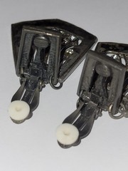 Vintage Art Deco Style Bronze Tone Clear Rhinestone Dangle Drop Clip-On Earrings