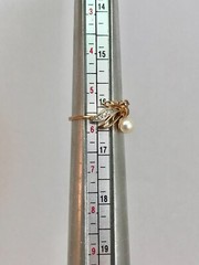 Chic Vintage Original Rose & White Gold 585 14k Ring with Cultured Pearl 1.72 g
