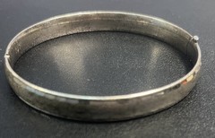 Vintage Sterling Silver Marathon Etched Bangle Bracelet 7.5” 12g