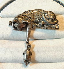 Vintage Jezlaine Sterling Silver Cat Playing with Mouse Brooch (179 – 2679)