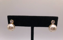Vintage Faux Pearl & Rhinestone Interchangeable Stud Earrings .5 Inches