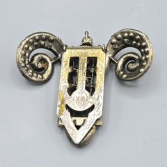 Art Deco Multi Color Paste Rhinestone Gilt Feminist Dress Clip