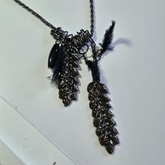 Dark gray silver tone necklace 37-39″