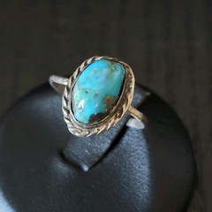 Vintage Old Pawn Sterling Silver Turquoise Nugget Ring Size 7.75