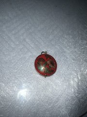 Lot of 2 Vintage Cloisonne Enamel Pendants Heart & Floral Charm Chinese