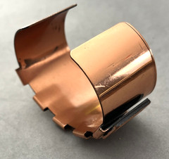RENOIR MATISSE Modernist Trapezoid White Enamel Copper Cuff Bangle Bracelet Mint