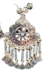 Vtg Boho Tribal Chandelier Charm Collar Ethnic Statement Brass Tone Necklace Art