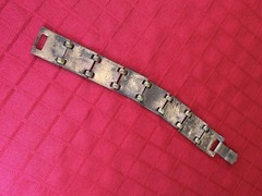 Vtg Enamel Copper Bracelet 7.5” Mid Century Abstract Confetti 8 Panel MCM Art