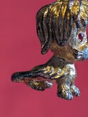 Vintage Gold Toned Lion Pendant Charm Red Rhinestones Eyes – No Chain Included