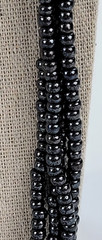 Vintage Gray Glass Bead Gold-Tone Link Beaded Necklace 36 in Fold Over Clasp