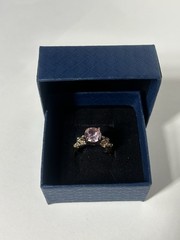 Vintage Pink Cubic Zirconia Ring Gold Plated Womens Size 5
