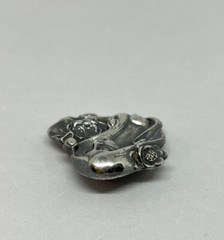 Art Nouveau Silver Plated Pewter Lady with Lotus/Waterlily Brooch Pendant