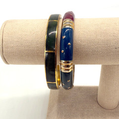 VintageBangle Bracelets Lot of 2 One Joan Rivers One Unsigned Blue Green Enamel
